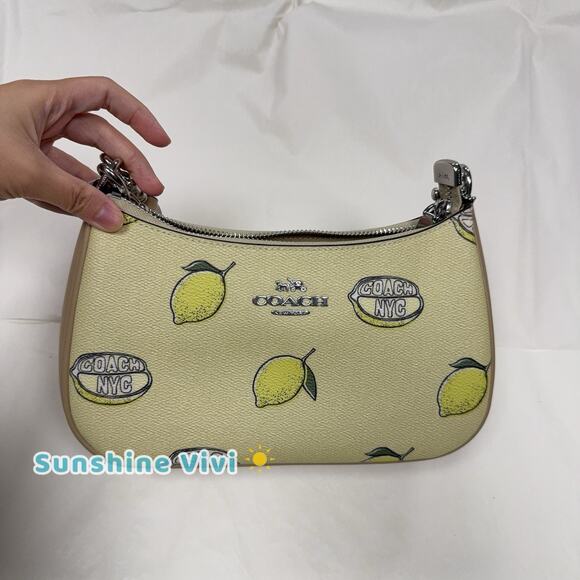NWT Coach Teri Shoulder Bag Crossbody With Lemon Print In Canvas/Yellow CBA53 - Picture 3 of 8